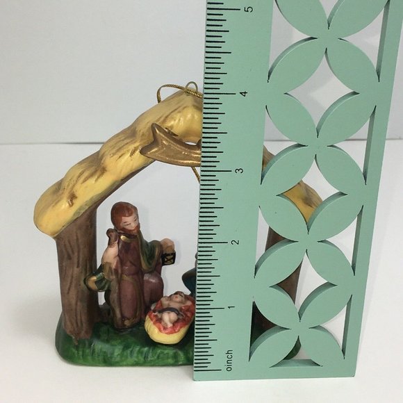 International Bazaar Nativity Scene In Creche Christmas Ornament Ceramic 4" Box - Picture 11 of 12